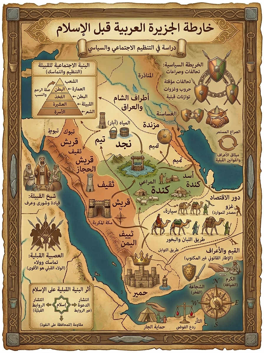قبائل الجزيرة العربية قبل الإسلام – الخريطة الاجتماعية والسياسية