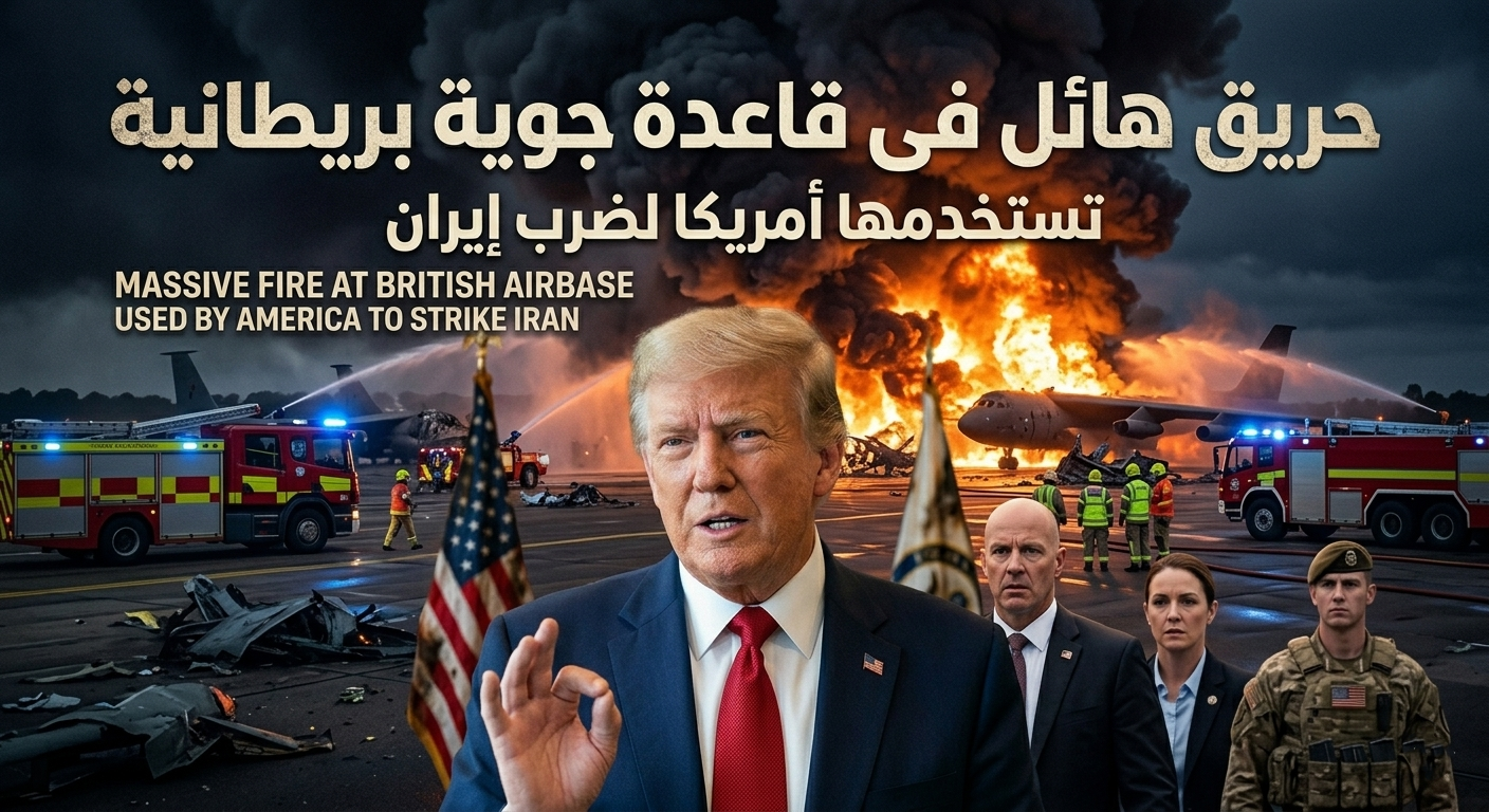حريق هائل في قاعدة جوية بريطانية تستخدمها واشنطن ضد إيران